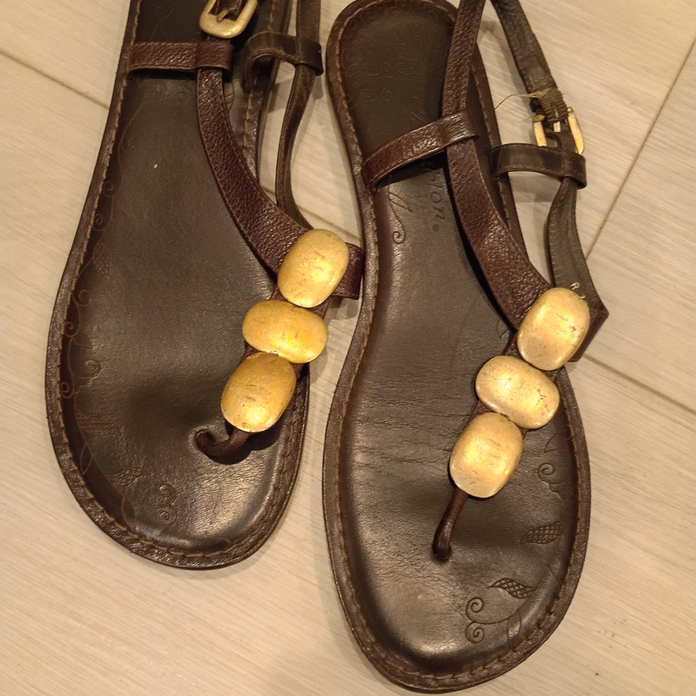 Vintage Brighton Brown and Gold Sandals